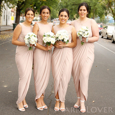 Simple Mermaid Chiffon Long Custom Bridesmaid Dresses , BN1291
