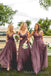 A-line Dusty Purple Tulle Spaghetti Straps Long Custom Bridesmaid Dresses , BN1304