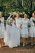 White Lace Half Sleeves Short Custom Bridesmaid Dresses , BN1313