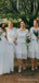 White Lace Half Sleeves Short Custom Bridesmaid Dresses , BN1313