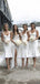 Mermaid Spaghetti Straps White Short Custom Bridesmaid Dresses , BN1317