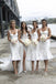 Mermaid Spaghetti Straps White Short Custom Bridesmaid Dresses , BN1317