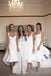 Mermaid Spaghetti Straps White Short Custom Bridesmaid Dresses , BN1317