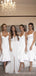 Mermaid Spaghetti Straps White Short Custom Bridesmaid Dresses , BN1317