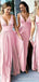 Copy of A-line V-neck Side Slit Long Custom Bridesmaid Dresses , BN1331