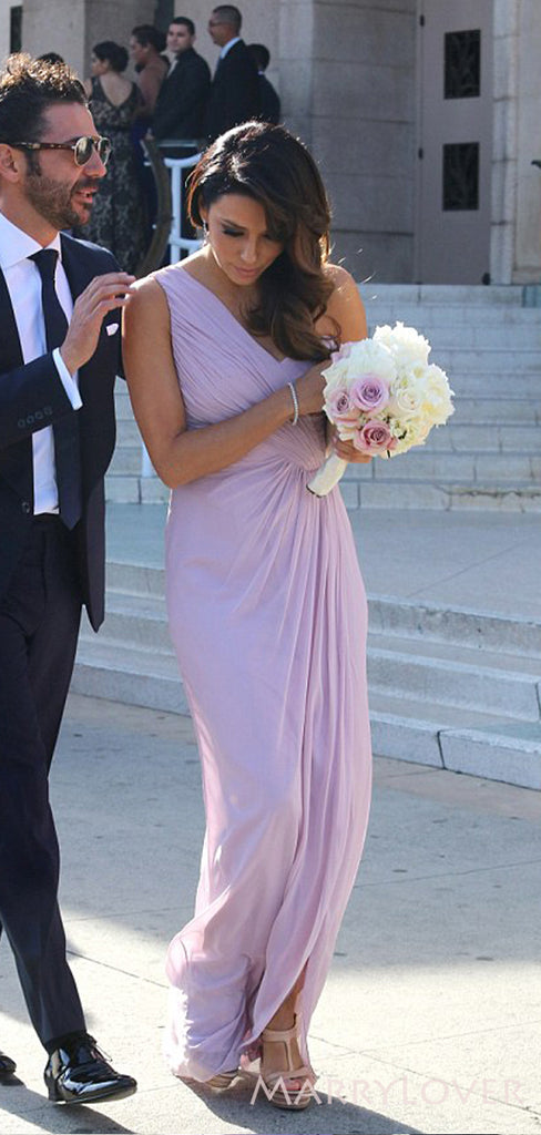 One Shoulder Chiffon Side Slit Long Custom Bridesmaid Dresses , BN1341