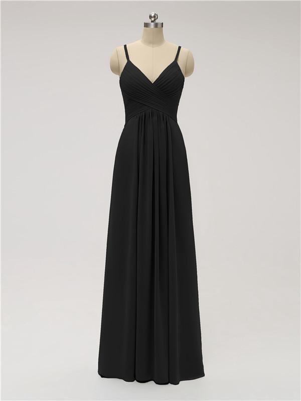 Spaghetti Strap Chiffon Floor Length Bridesmaid Dresses