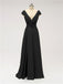 V Neck Cap Sleeve Side Slit Floor Length Bridesmaid Dresses