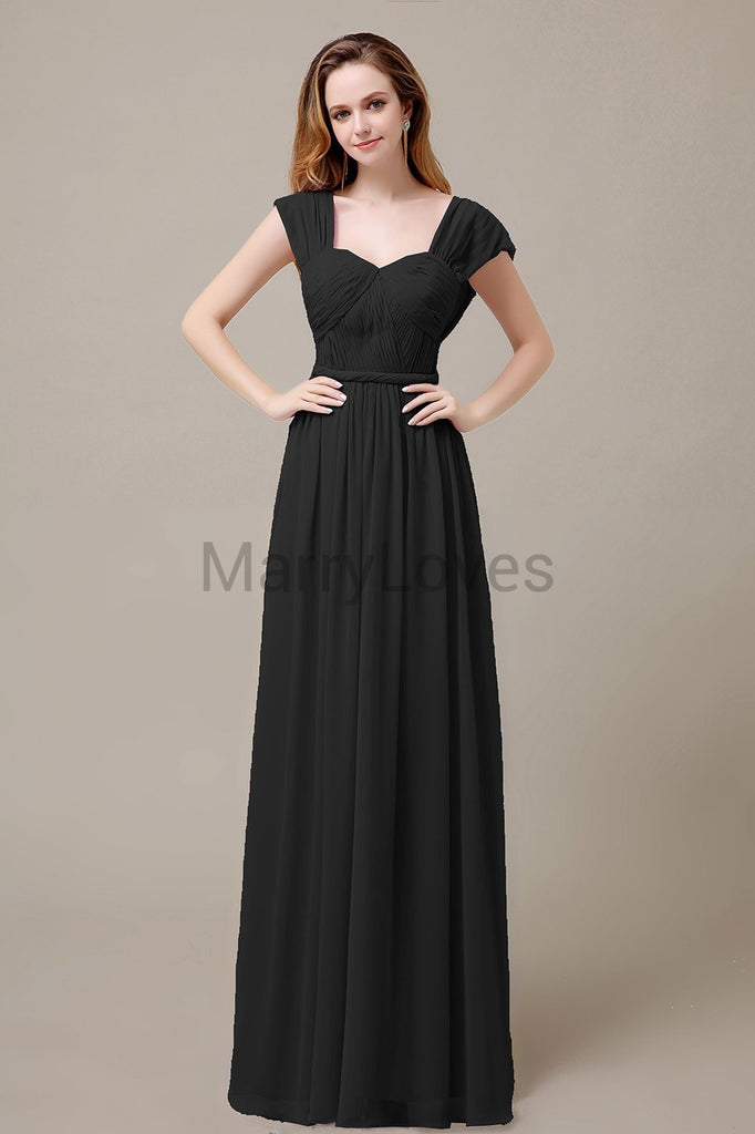 Floor Length Chiffon Bridesmaid Dresses with Pleated