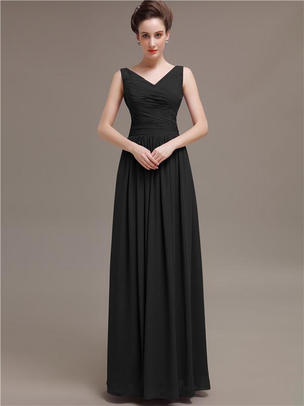 V-Neck Pleats Chiffon Bridesmaid Dresses