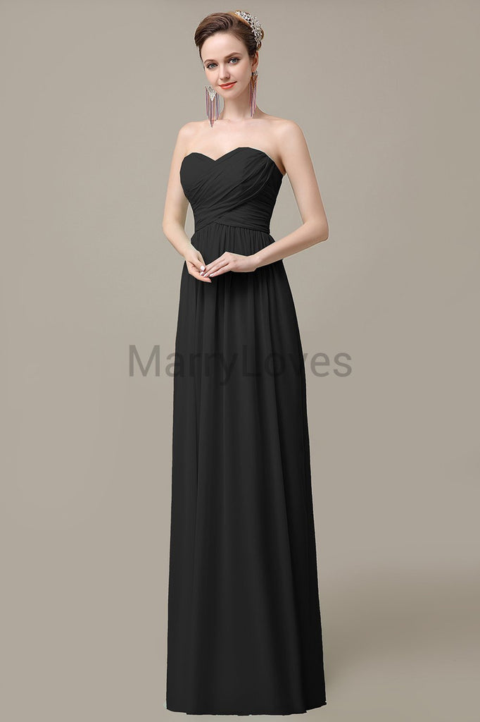 Sweetheart Chiffon Long Bridesmaid Dresses