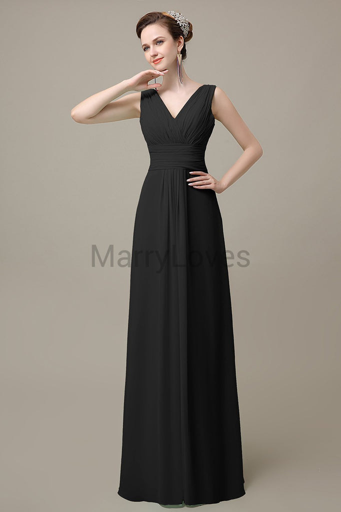 V-Neck Sleeveless Chiffon Bridesmaid Dresses