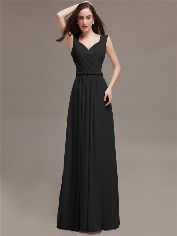 Straps Pleats Chiffon Bridesmaid Dresses