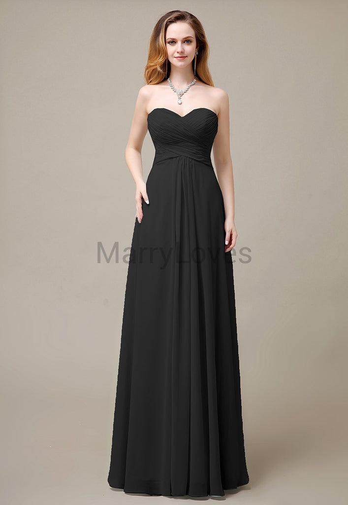 Cross-Pleated Chiffon Bridesmaid Dress with Sweetheart