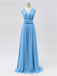 V Neck Chiffon Floor Length Bridesmaid Dresses