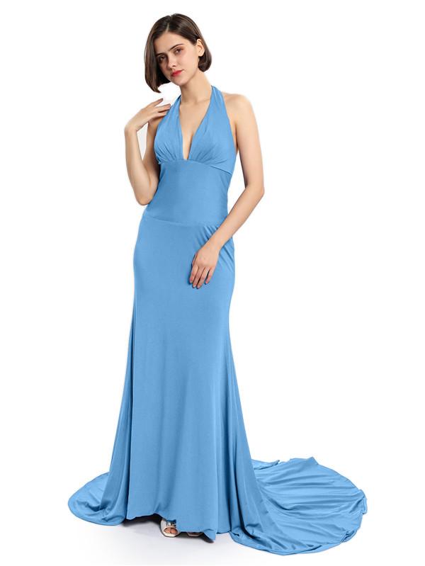 Mermaid Halter Deep V-neck Bridesmaid Dresses