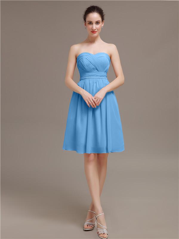 Sweetheart Chiffon Short Bridesmaid Dresses