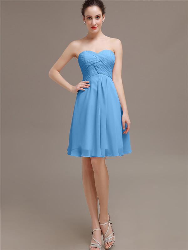 Sweetheart Pleats Chiffon Bridesmaid Dresses