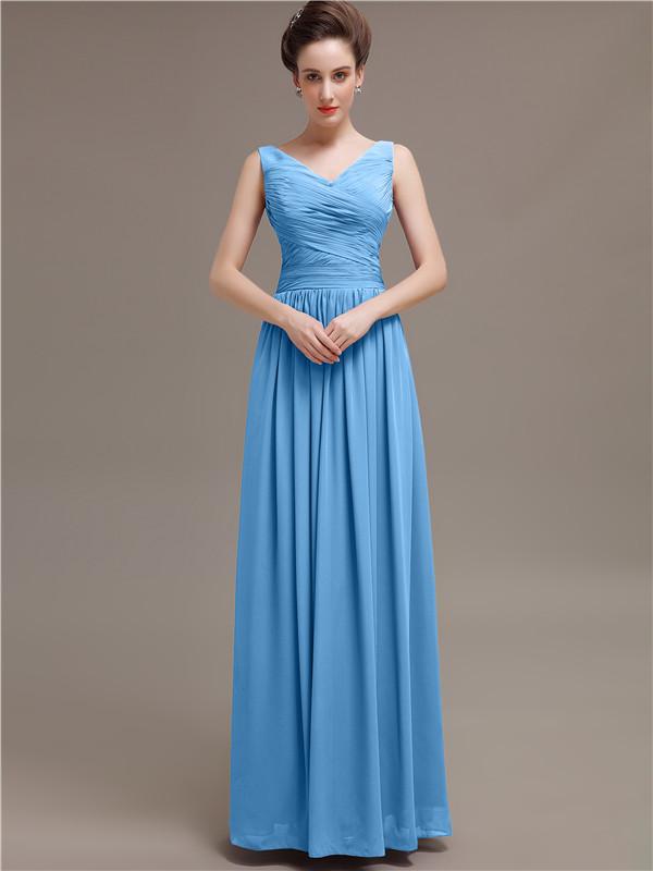 V-Neck Pleats Chiffon Bridesmaid Dresses