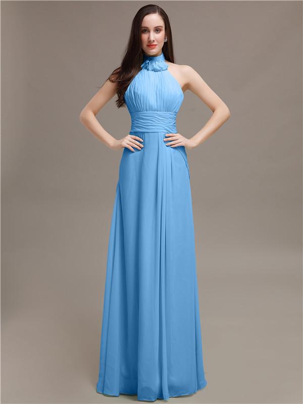 High Neck Chiffon Bridesmaid Dresses