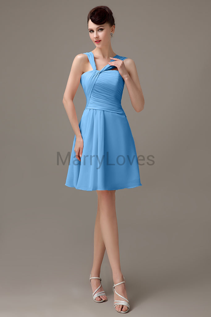 Cross Neck Chiffon Bridesmaid Dresses