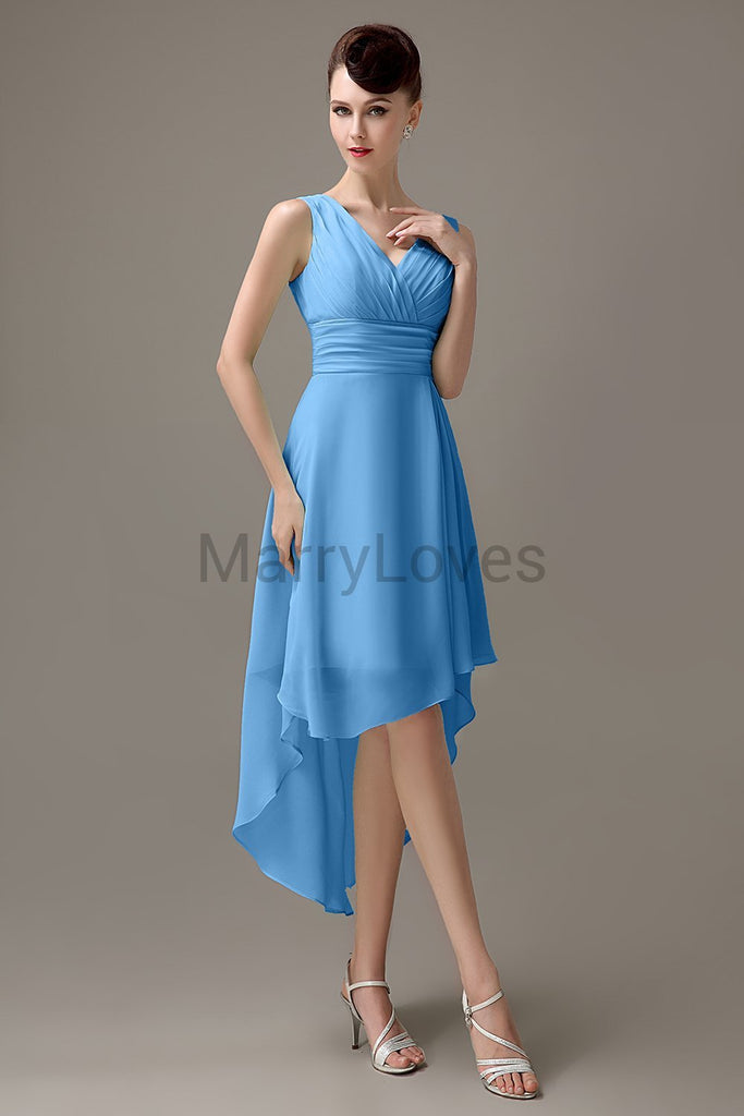 V-Neck Pleated Chiffon Bridesmaid Dresses