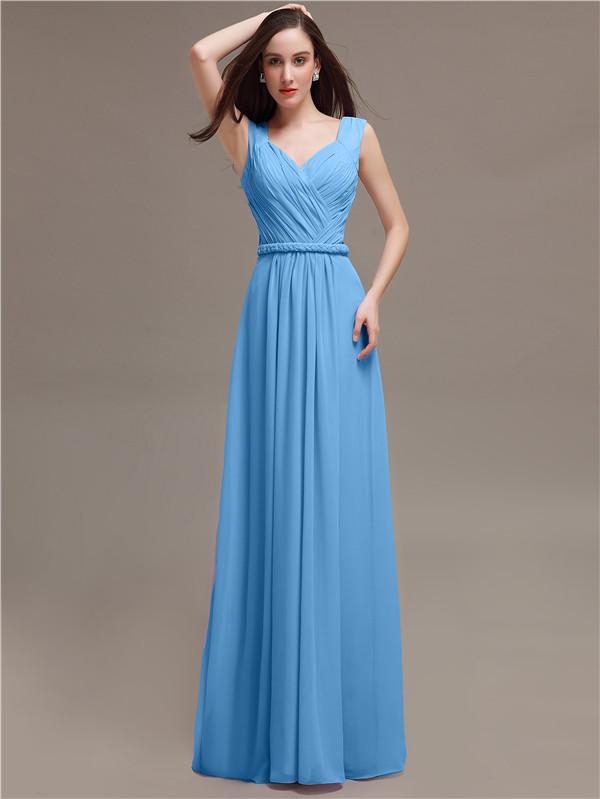 Straps Pleats Chiffon Bridesmaid Dresses