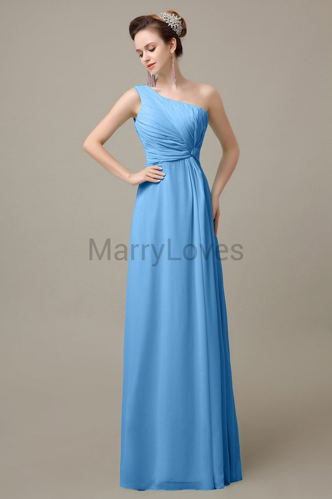 One Shoulder Long Chiffon Bridesmaid Dresses