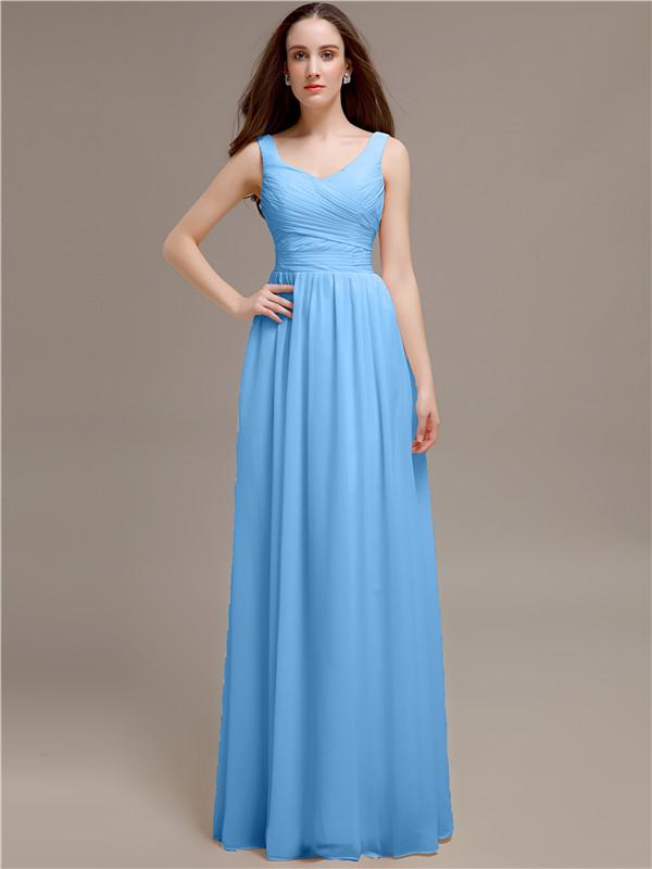 Scoop Neck Sleeveless Pleats Bridesmaid Dresses