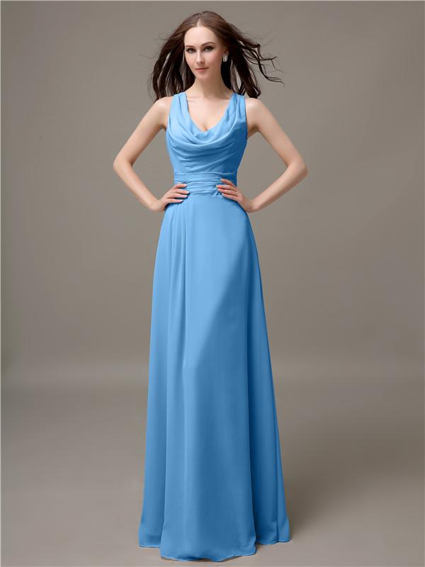 A-line Jewel Neck Floor-length Bridesmaid Dresses