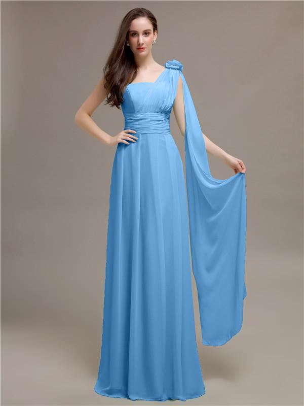 One-shoulder Appliques Chiffon Bridesmaid Dresses