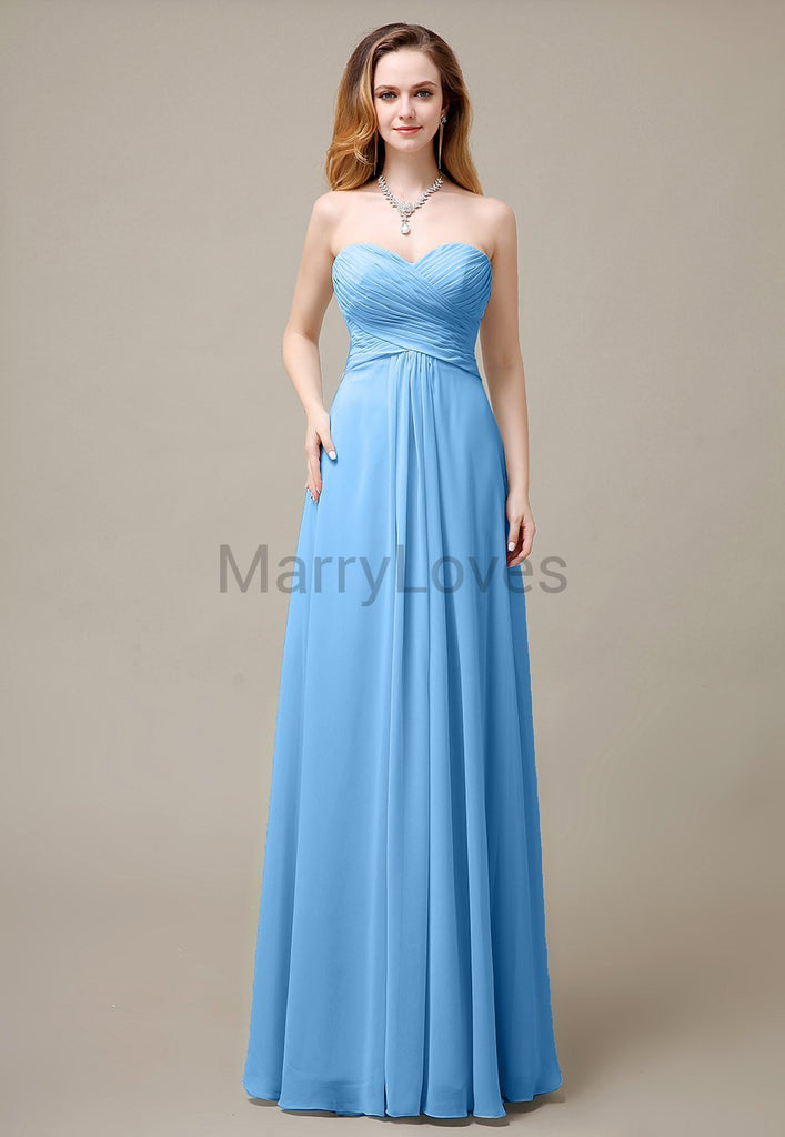 Cross-Pleated Chiffon Bridesmaid Dress with Sweetheart