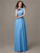 Floor-length Cap Sleeves Appliques Chiffon Bridesmaid Dresses