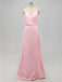 V Neck Satin Floor Length Bridesmaid Dresses