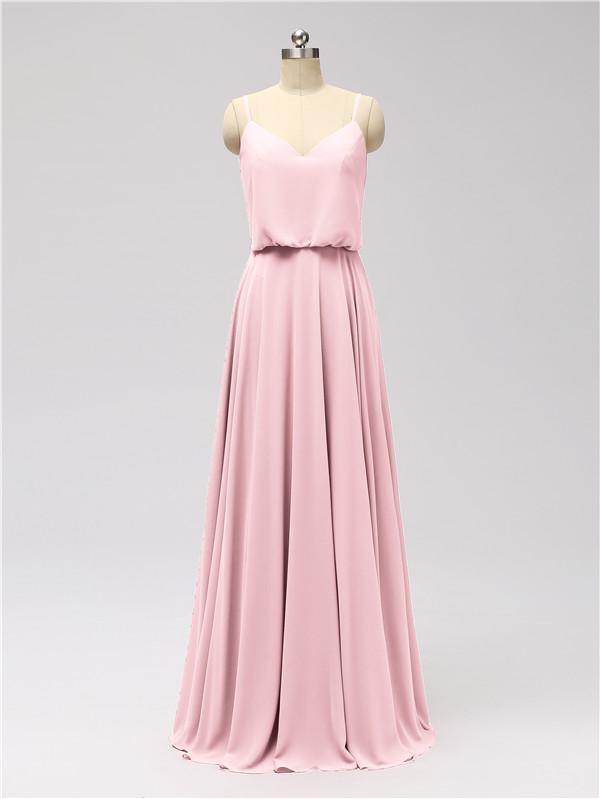 Spaghetti Strap Chiffon Floor Length Bridesmaid Dresses