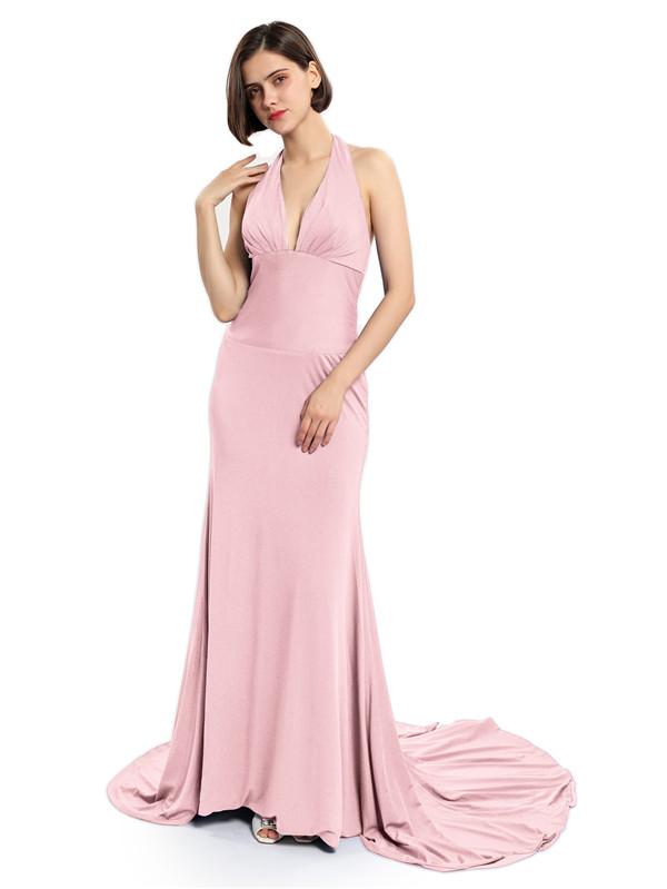 Mermaid Halter Deep V-neck Bridesmaid Dresses