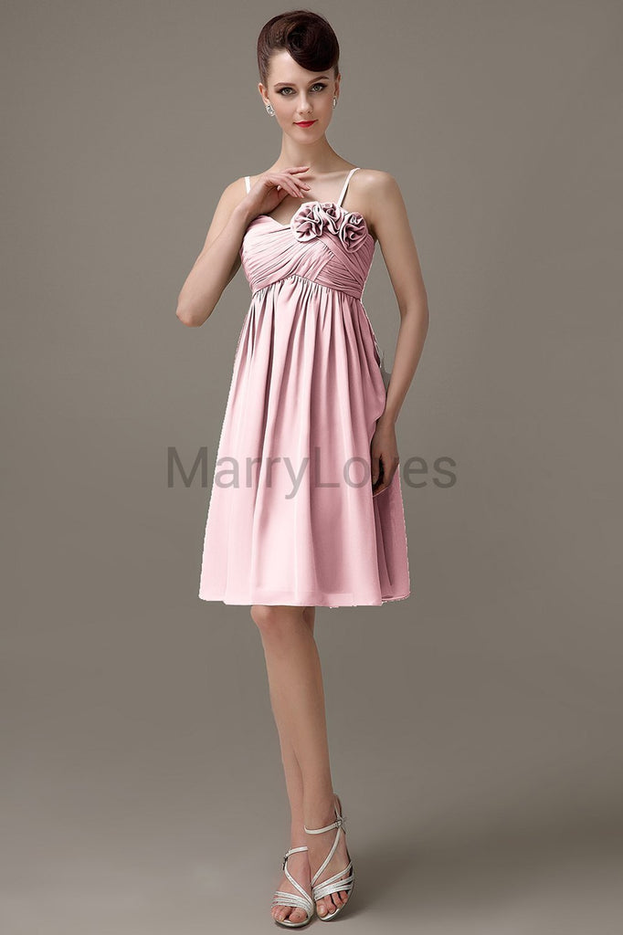 Spaghetti Strap Chiffon Short Bridesmaid Dresses