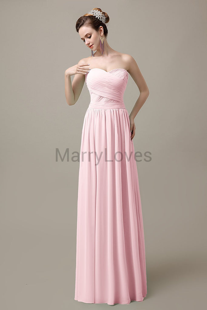 Sweetheart Pleats Chiffon Bridesmaid Dresses