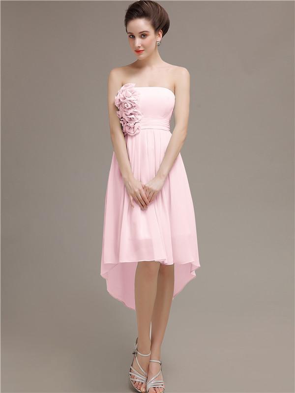 Strapless High Low Chiffon Bridesmaid Dresses