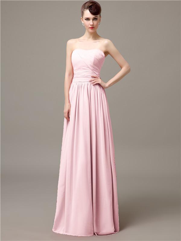 Strapless Pleats Chiffon Bridesmaid Dresses