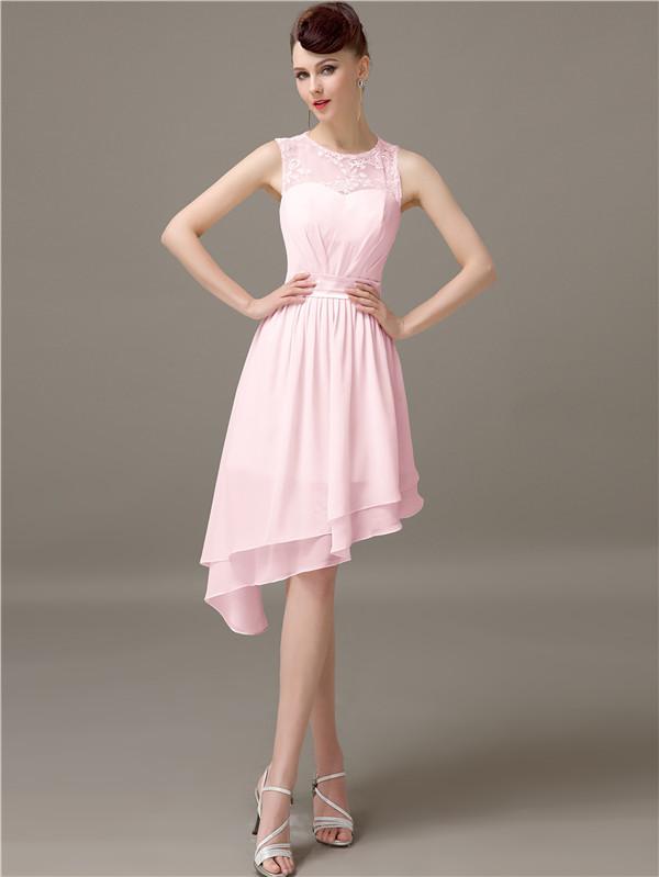 Illusion Short A-Line Bridesmaid Dresses