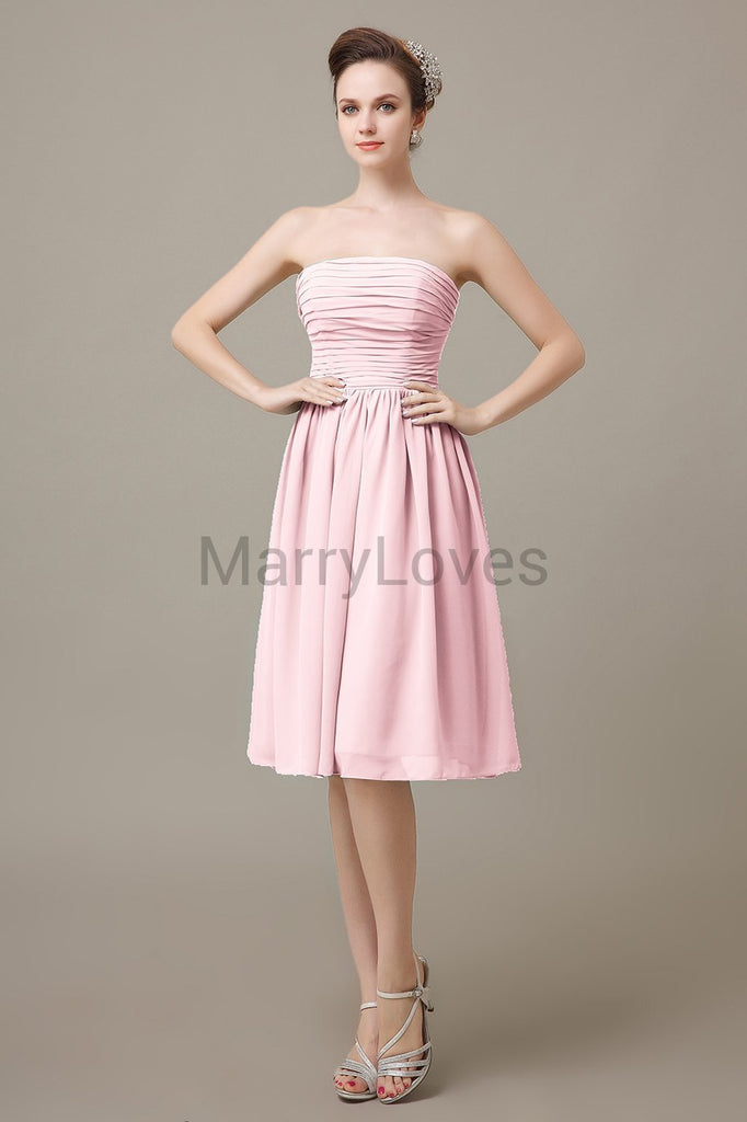 Strapless Pleats Short Bridesmaid Dresses