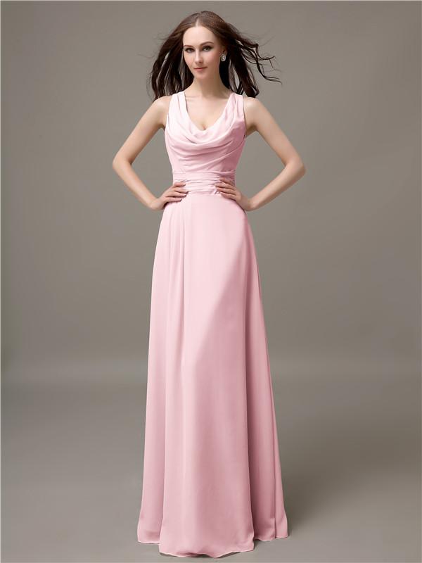 A-line Jewel Neck Floor-length Bridesmaid Dresses