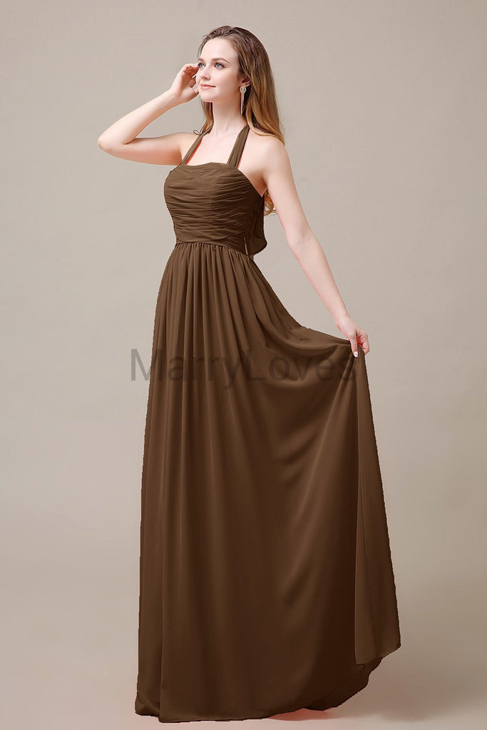 Halter Chiffon Birdesmaid Dresses with Bow Straps