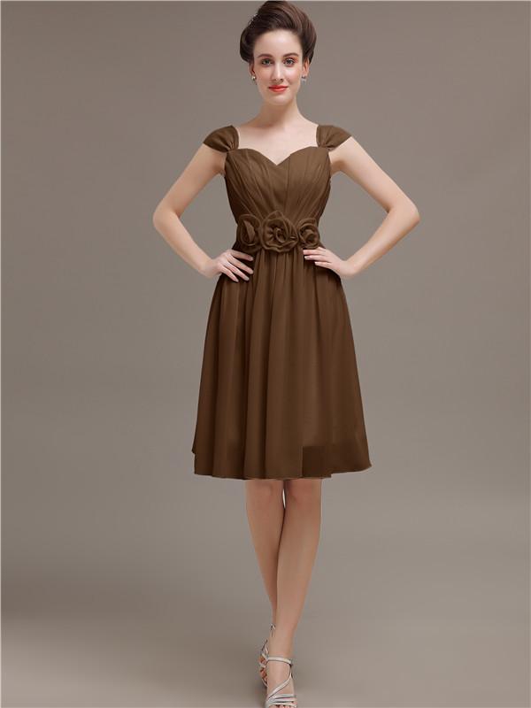 Straps Chiffon Short Bridesmaid Dresses