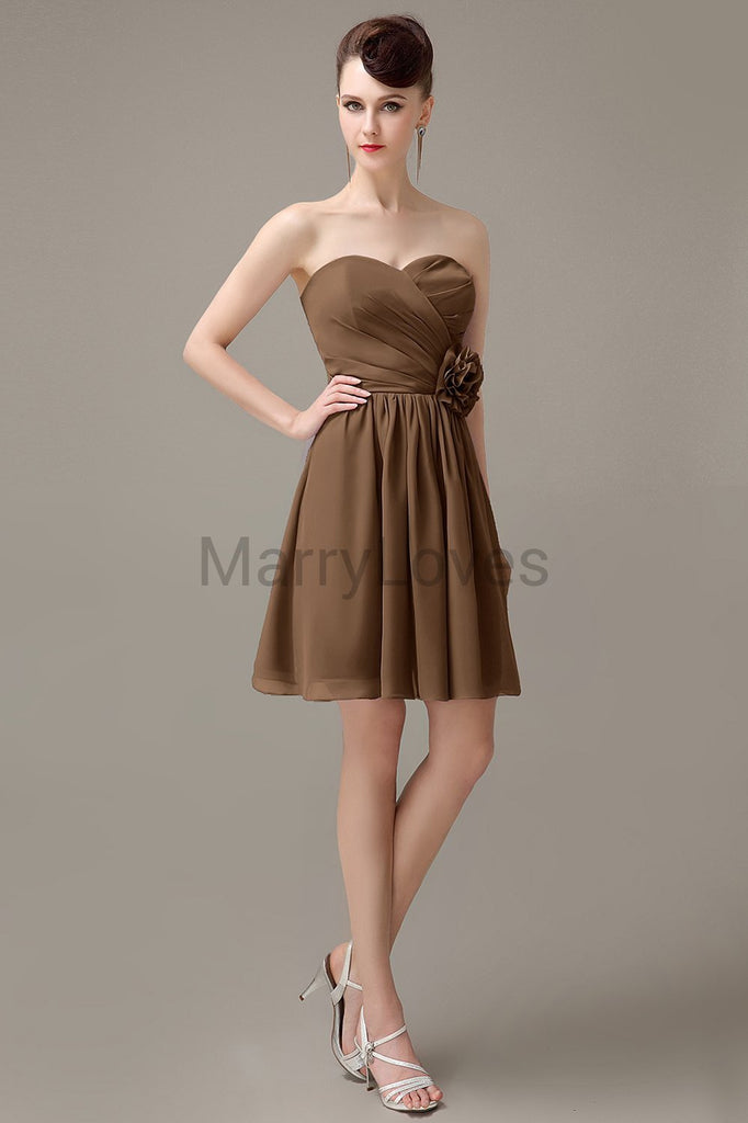 Sweetheart Chiffon Short Bridesmaid Dresses