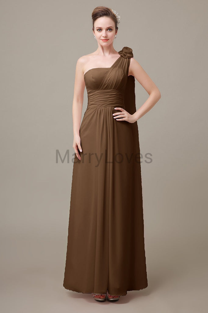 One Shoulder Long Chiffon Bridesmaid Dresses