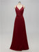 V Neck Satin Floor Length Bridesmaid Dresses