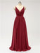 V Neck Chiffon Floor Length Bridesmaid Dresses