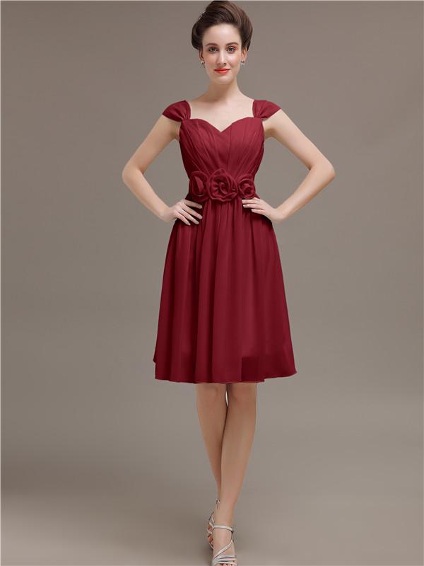 Straps Chiffon Short Bridesmaid Dresses